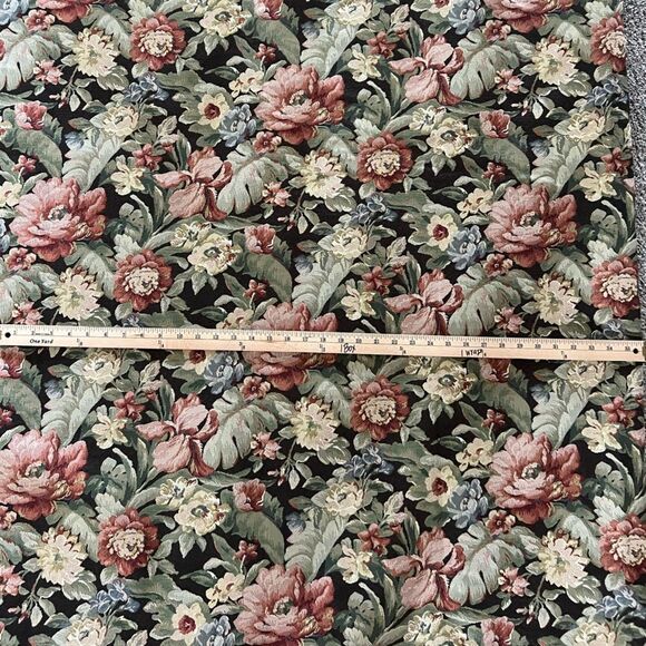 3 yards New Kovi Onyx Botanical Floral 
Jacquard Tapestry Fabric Upholstery - Picture 3 of 9